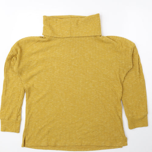 Nutmeg Womens Yellow Roll Neck Viscose Pullover Jumper Size 10 - Ribbed