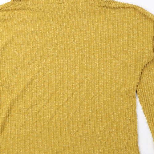 Nutmeg Womens Yellow Roll Neck Viscose Pullover Jumper Size 10 - Ribbed