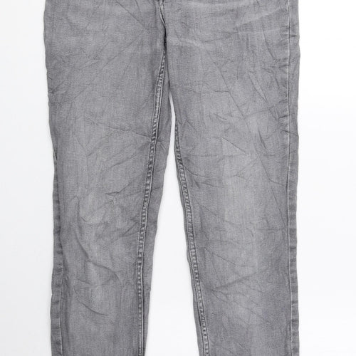 H&M Womens Grey Cotton Skinny Jeans Size 10 L28 in Regular Zip