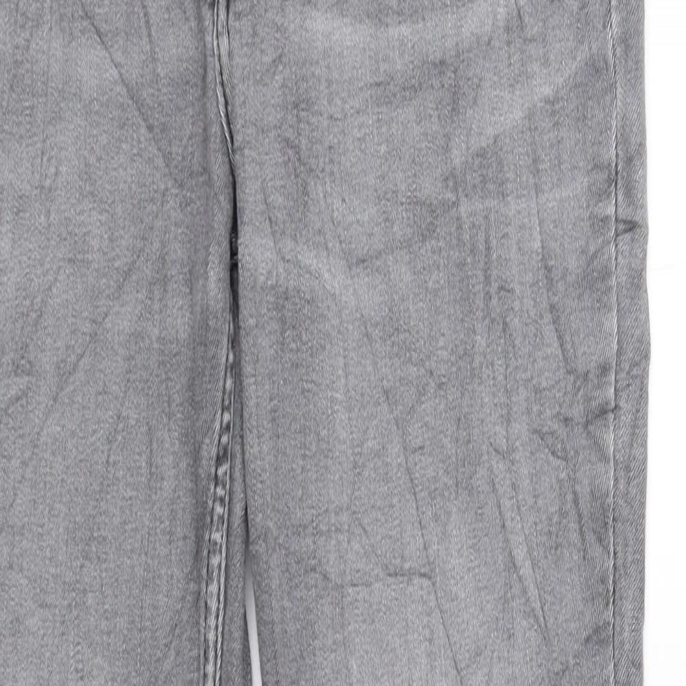 H&M Womens Grey Cotton Skinny Jeans Size 10 L28 in Regular Zip