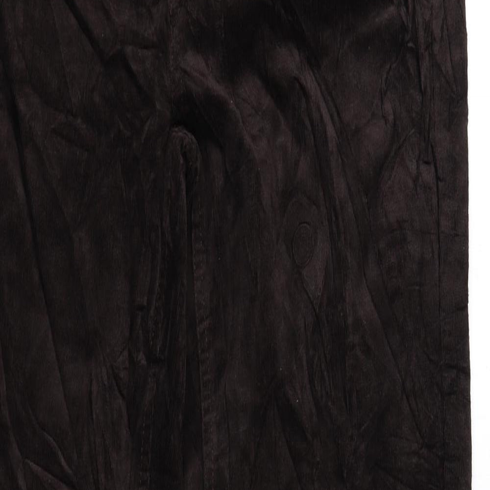 Marks and Spencer Womens Brown Cotton Trousers Size 14 L31 in Regular Zip