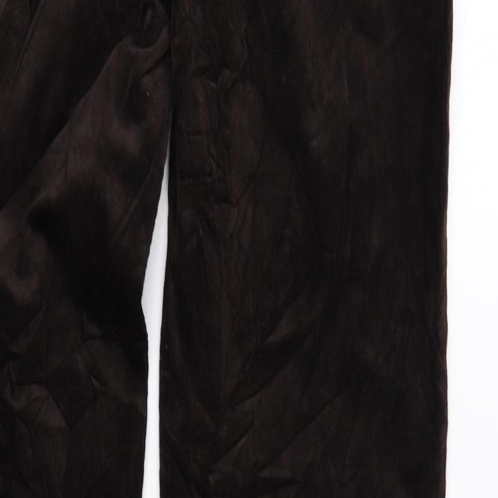 Marks and Spencer Womens Brown Cotton Trousers Size 14 L31 in Regular Zip
