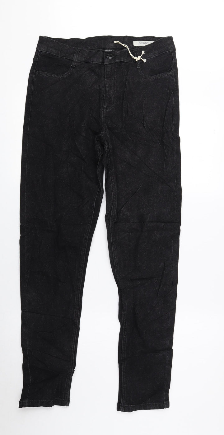 Marks and Spencer Womens Black Cotton Skinny Jeans Size 10 L27.5 in Regular Zip