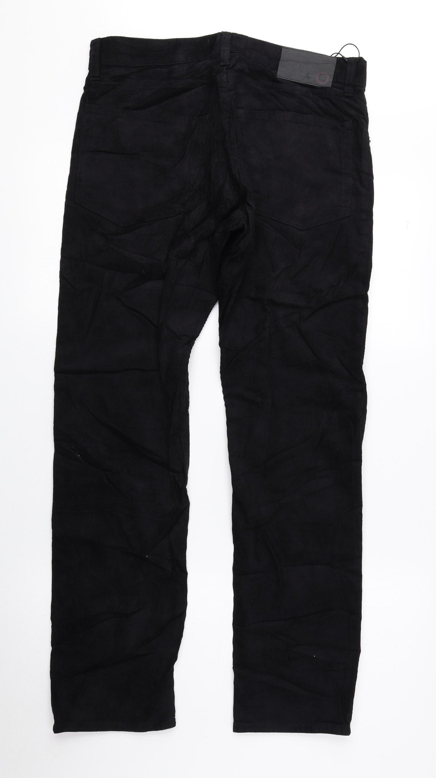 Marks and Spencer Mens Black Cotton Trousers Size 30 in L29 in Regular Zip