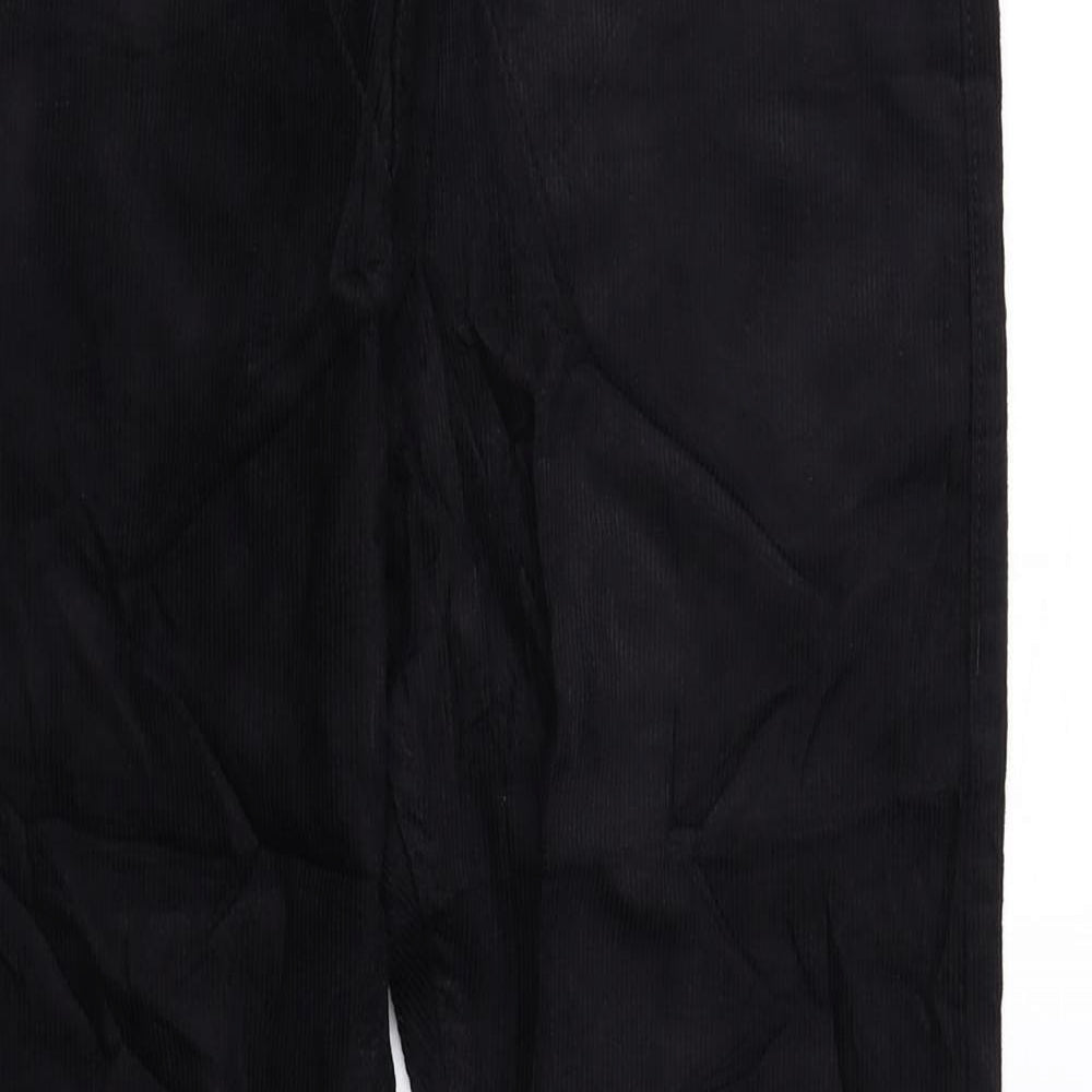 Marks and Spencer Mens Black Cotton Trousers Size 30 in L29 in Regular Zip