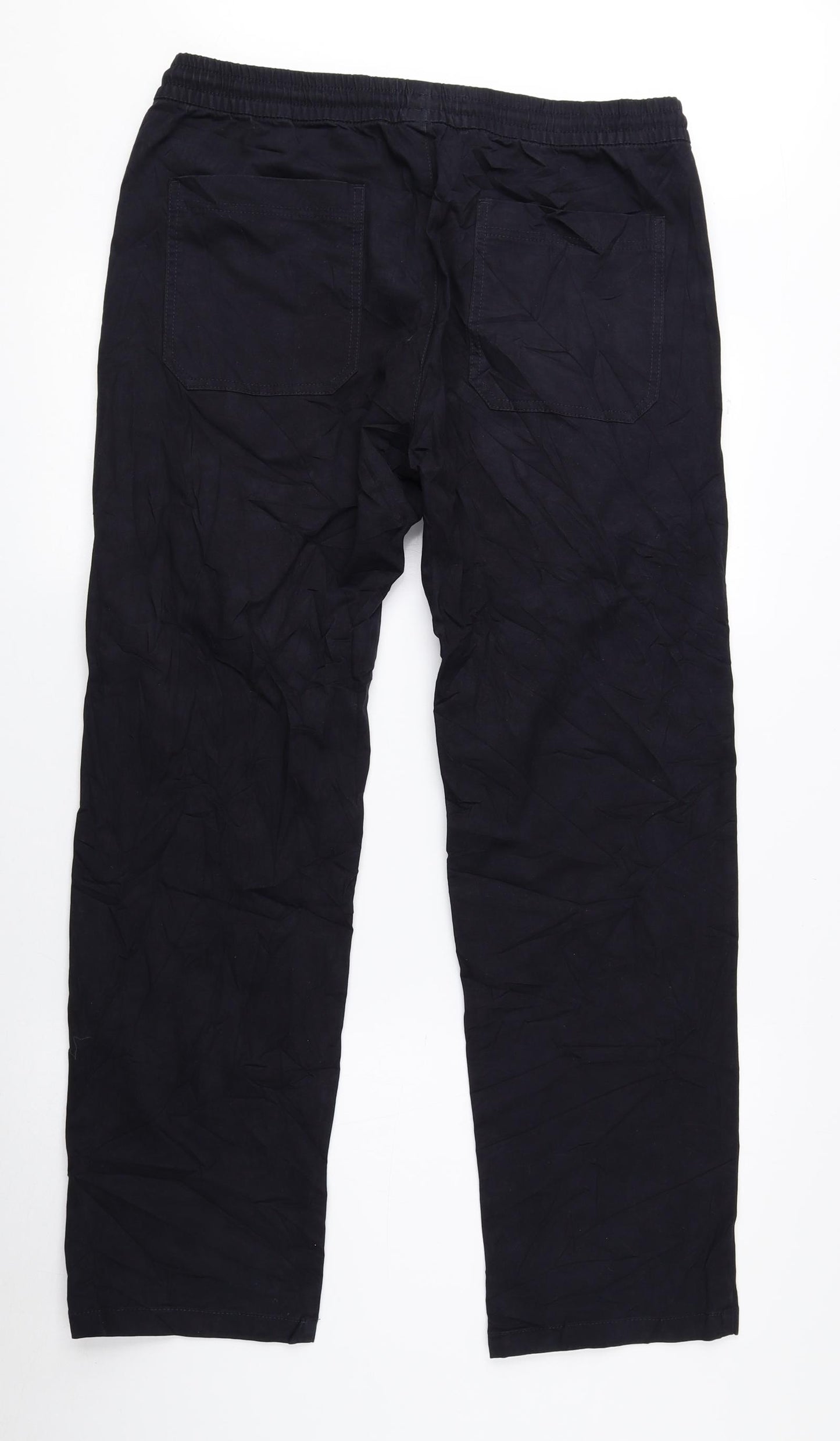 Marks and Spencer Mens Blue Cotton Trousers Size 34 in L29 in Regular