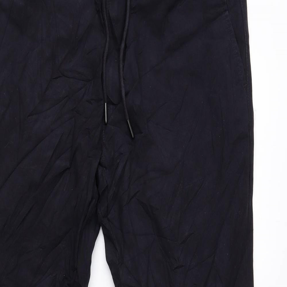 Marks and Spencer Mens Blue Cotton Trousers Size 34 in L29 in Regular