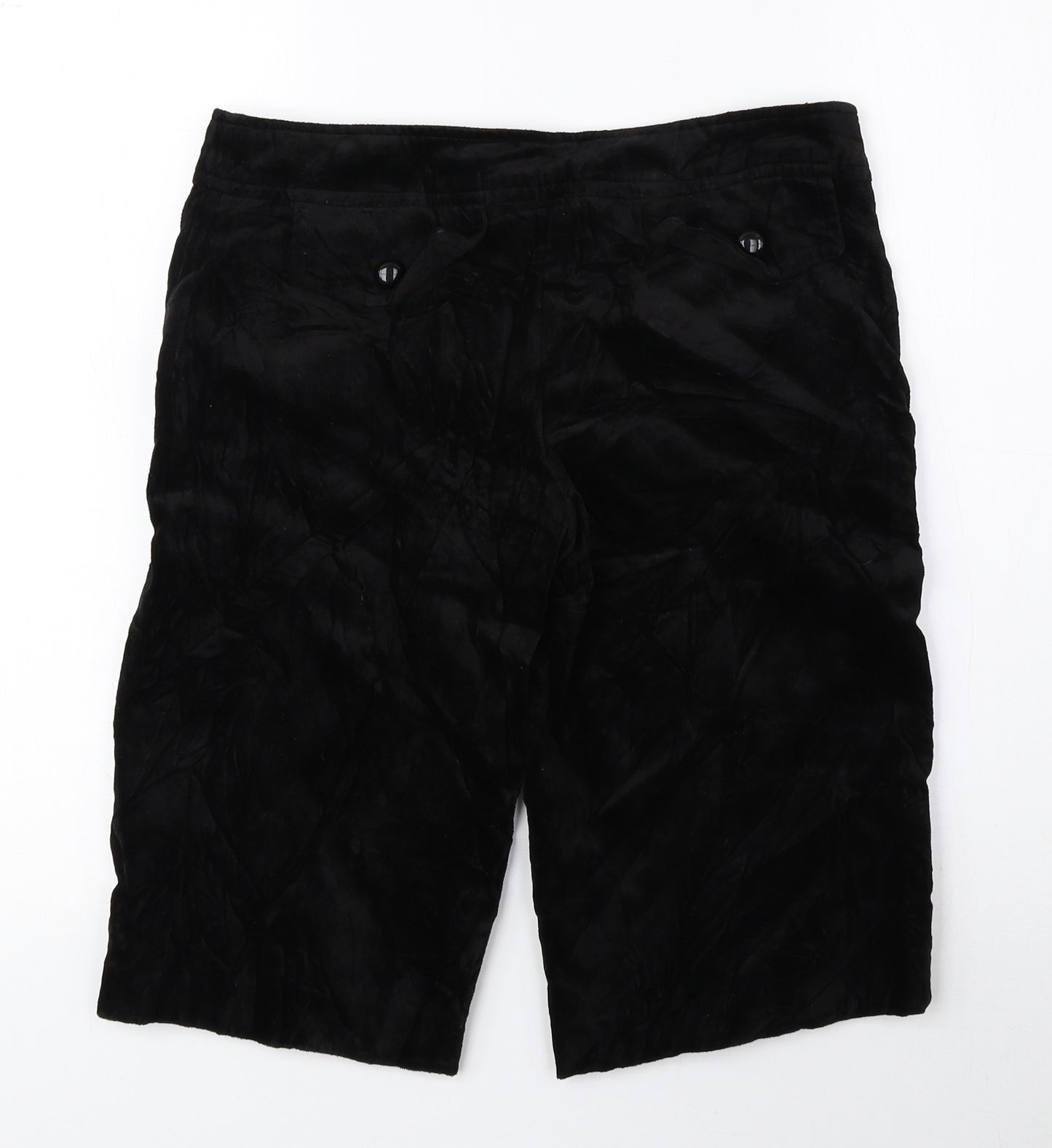 George Womens Black 100% Cotton Bermuda Shorts Size 10 L12.5 in Regular Hook & Eye
