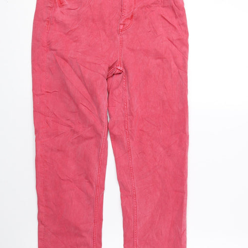 Marks and Spencer Womens Red Cotton Cropped Jeans Size 8 L21 in Regular Zip
