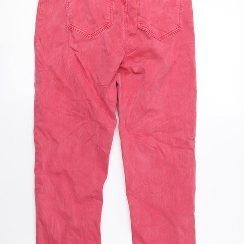 Marks and Spencer Womens Red Cotton Cropped Jeans Size 8 L21 in Regular Zip