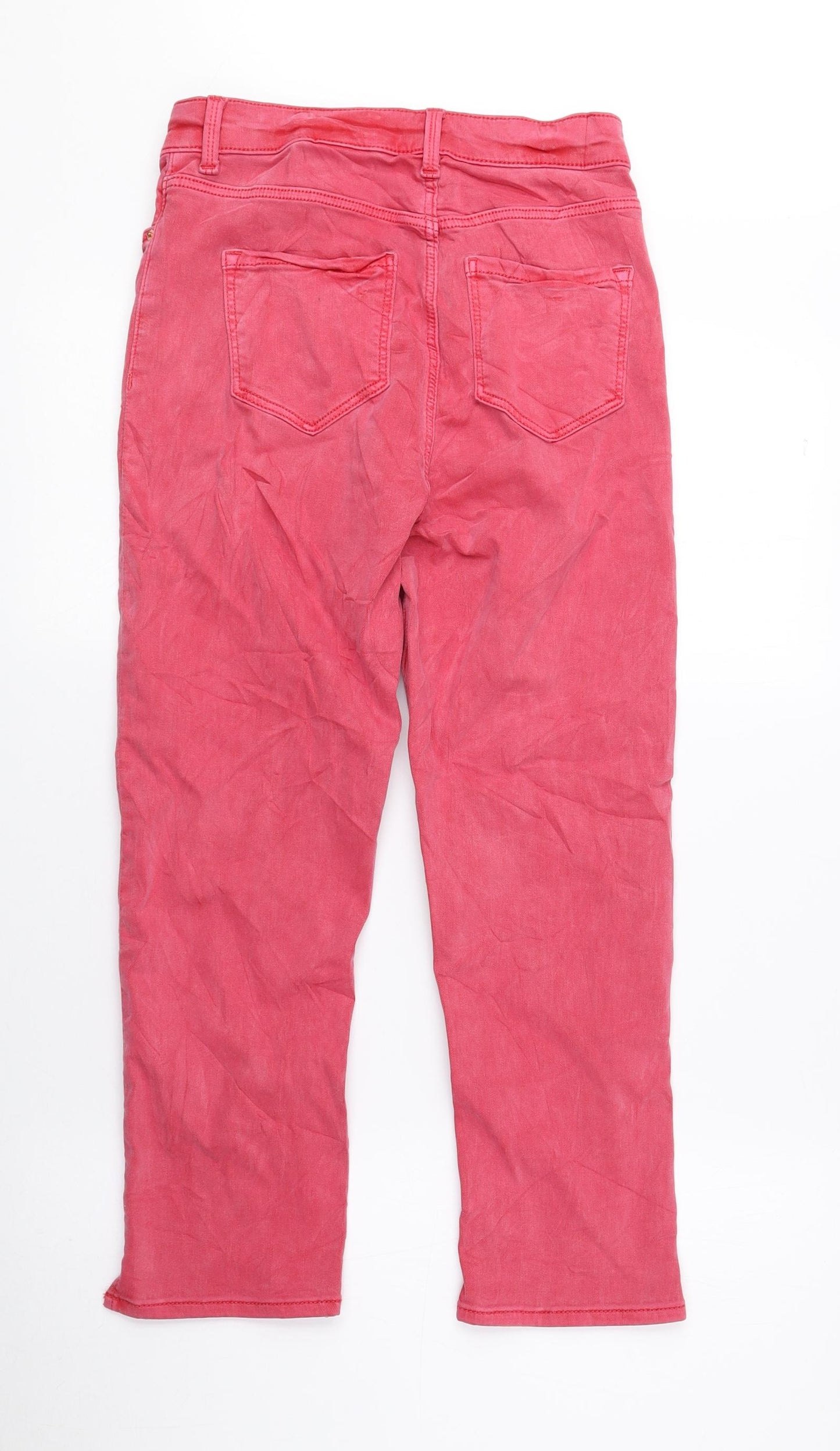Marks and Spencer Womens Red Cotton Cropped Jeans Size 8 L21 in Regular Zip
