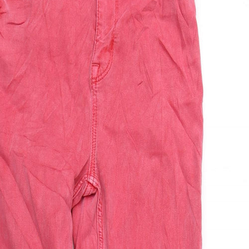 Marks and Spencer Womens Red Cotton Cropped Jeans Size 8 L21 in Regular Zip