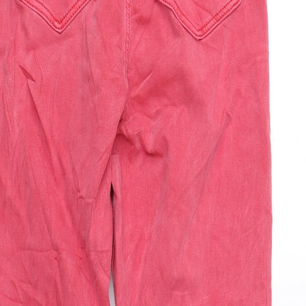 Marks and Spencer Womens Red Cotton Cropped Jeans Size 8 L21 in Regular Zip