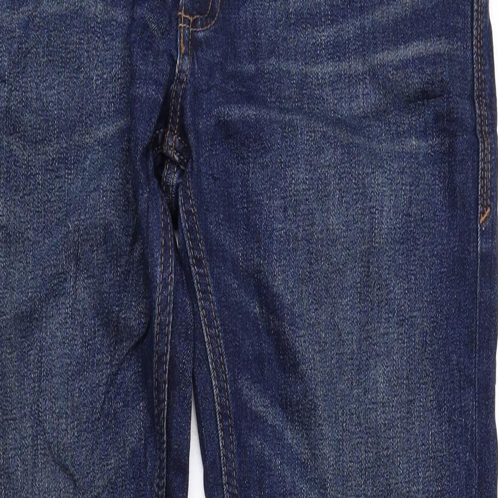 Marks and Spencer Mens Blue Cotton Tapered Jeans Size 32 in L33 in Regular Zip