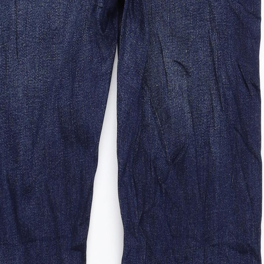 Marks and Spencer Mens Blue Cotton Tapered Jeans Size 32 in L33 in Regular Zip