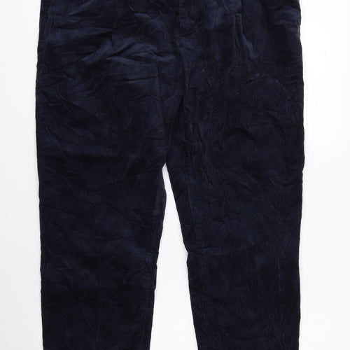 Autograph Womens Blue Cotton Trousers Size 36 in L29 in Regular Hook & Eye