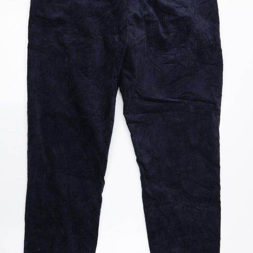 Autograph Womens Blue Cotton Trousers Size 36 in L29 in Regular Hook & Eye