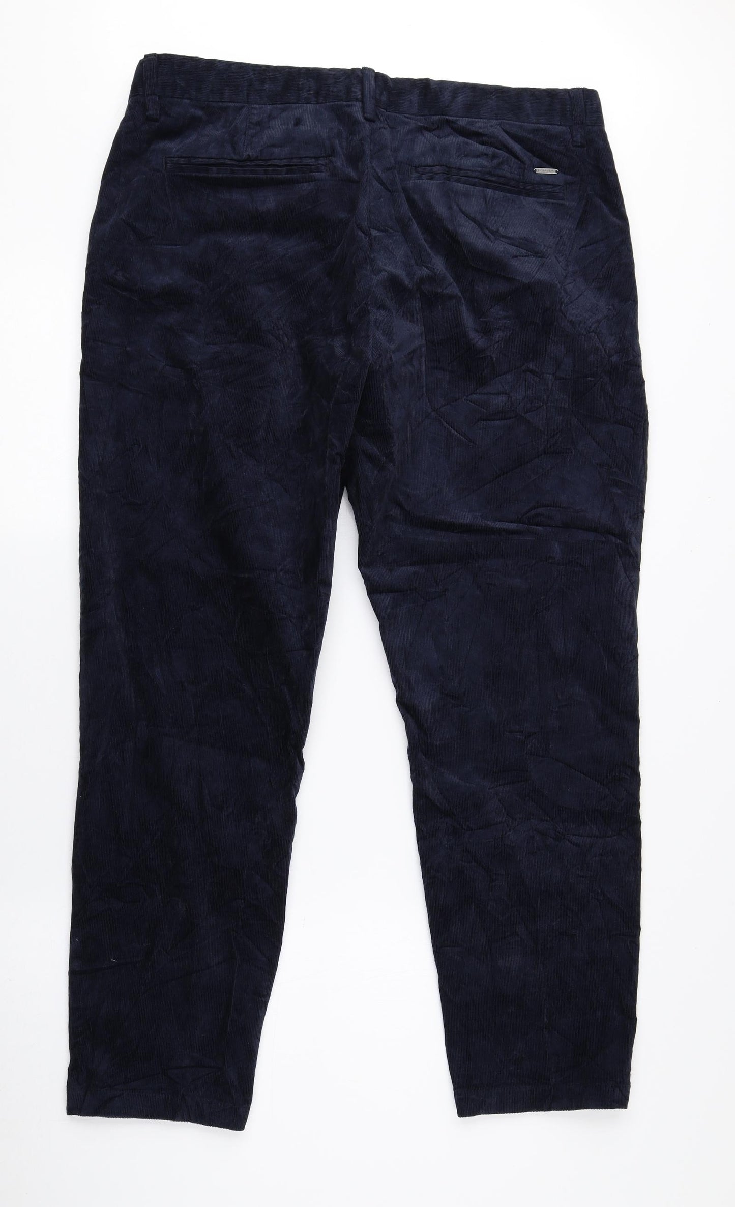 Autograph Womens Blue Cotton Trousers Size 36 in L29 in Regular Hook & Eye