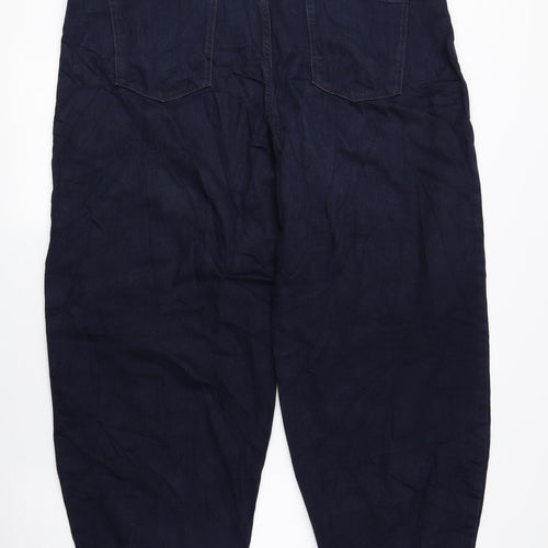 Marks and Spencer Womens Blue Cotton Tapered Jeans Size 20 L26 in Regular Zip - Slim Balloon Style