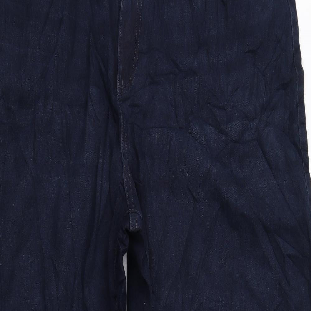 Marks and Spencer Womens Blue Cotton Tapered Jeans Size 20 L26 in Regular Zip - Slim Balloon Style