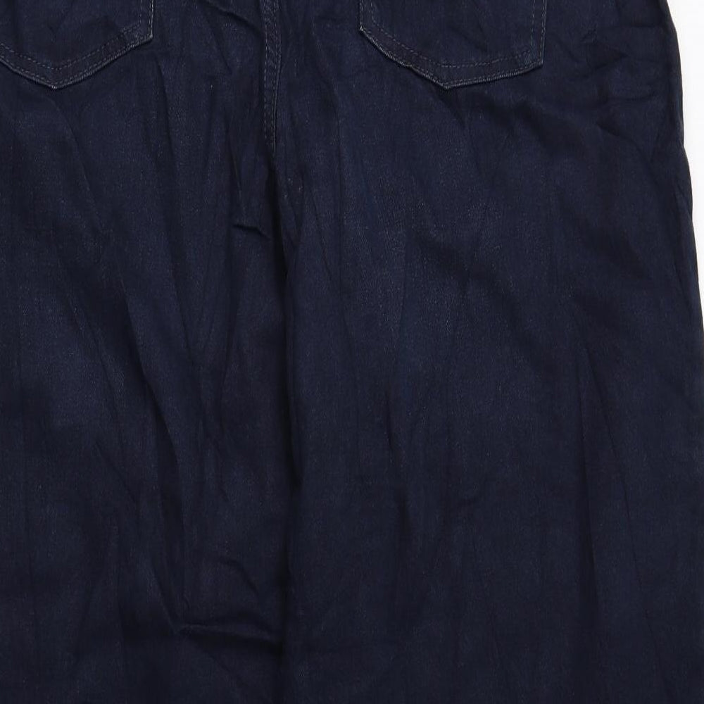 Marks and Spencer Womens Blue Cotton Tapered Jeans Size 20 L26 in Regular Zip - Slim Balloon Style