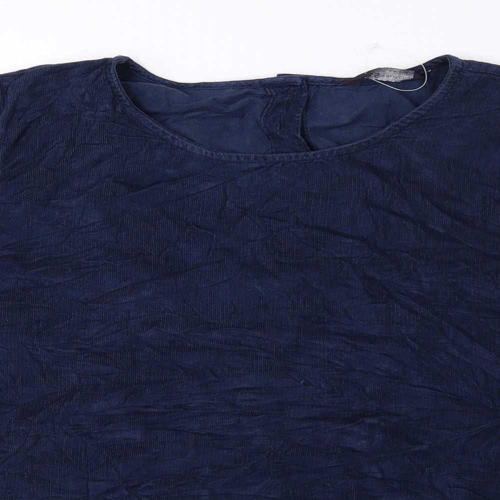 Marks and Spencer Womens Blue 100% Cotton Basic Blouse Size 24 Round Neck