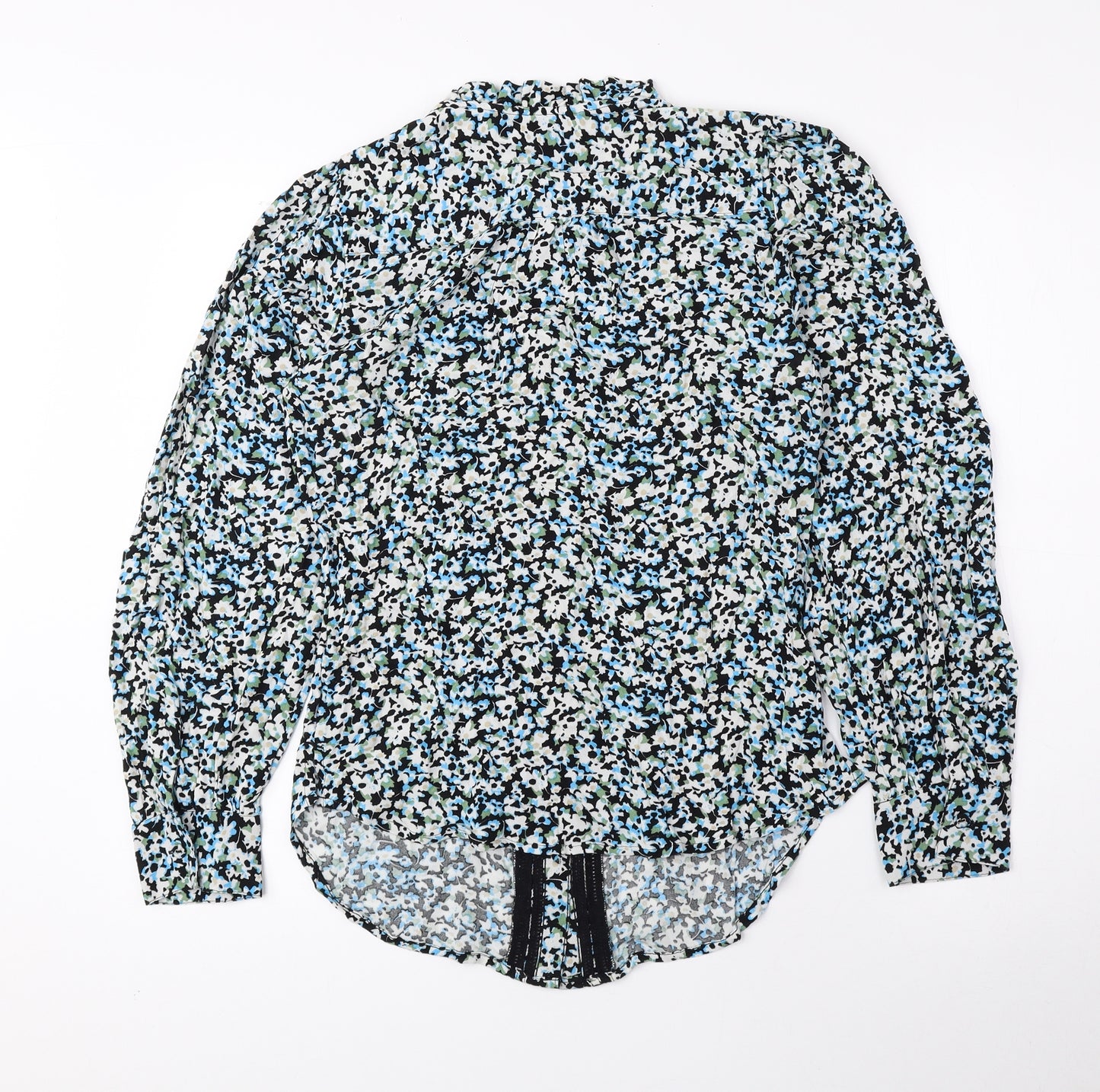 Marks and Spencer Womens Multicoloured Floral Polyester Basic Button-Up Size 6 Round Neck