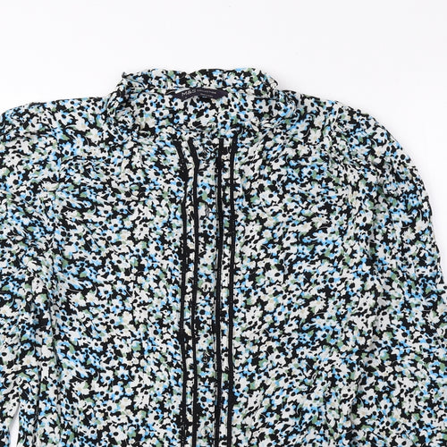 Marks and Spencer Womens Multicoloured Floral Polyester Basic Button-Up Size 6 Round Neck