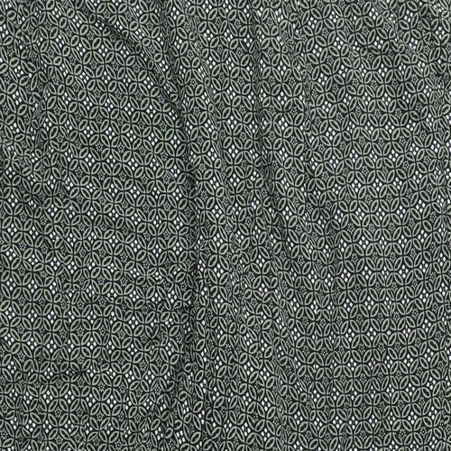 Marks and Spencer Womens Green Geometric Viscose Bloomer Trousers Size 24 L24 in Regular
