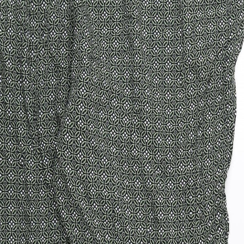 Marks and Spencer Womens Green Geometric Viscose Bloomer Trousers Size 24 L24 in Regular
