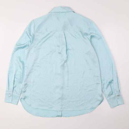 Marks and Spencer Womens Blue Polyester Basic Button-Up Size 8 Collared