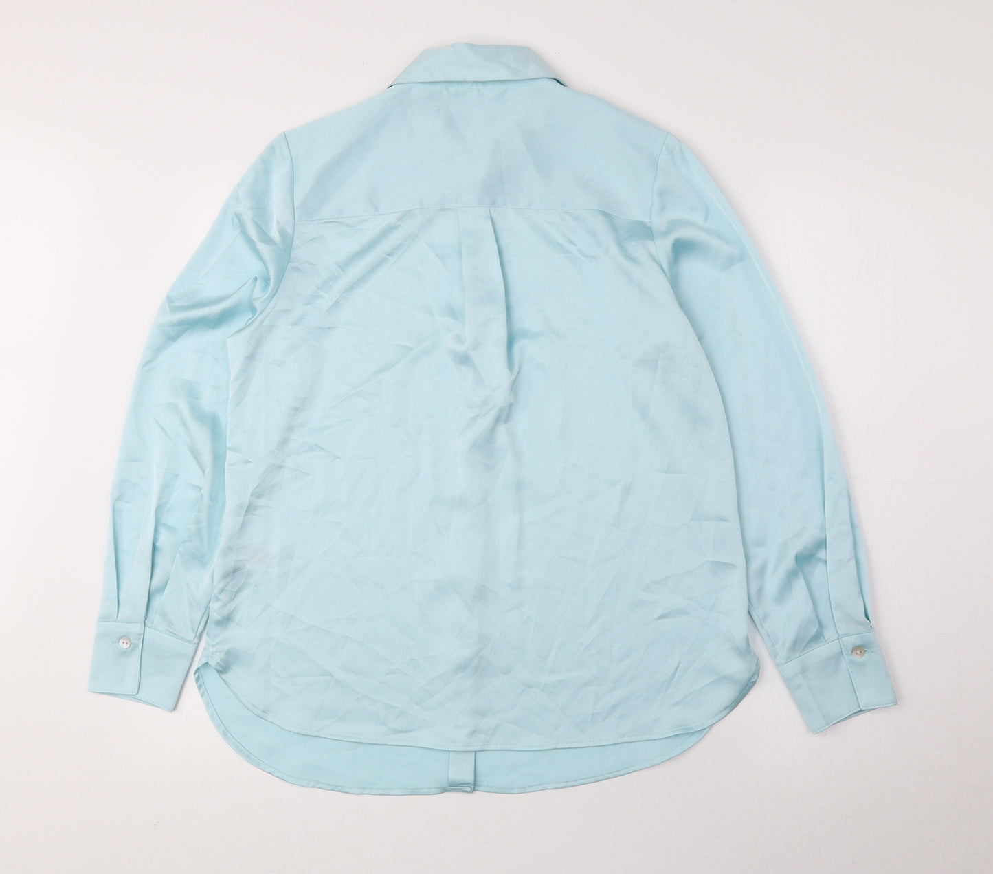 Marks and Spencer Womens Blue Polyester Basic Button-Up Size 8 Collared