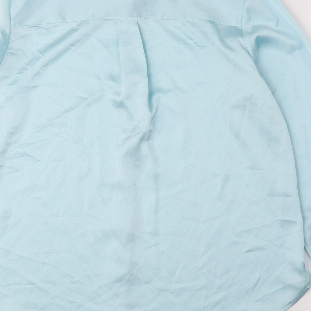 Marks and Spencer Womens Blue Polyester Basic Button-Up Size 8 Collared