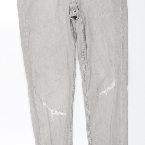 Marks and Spencer Womens Grey Cotton Skinny Jeans Size 10 L28 in Regular Zip