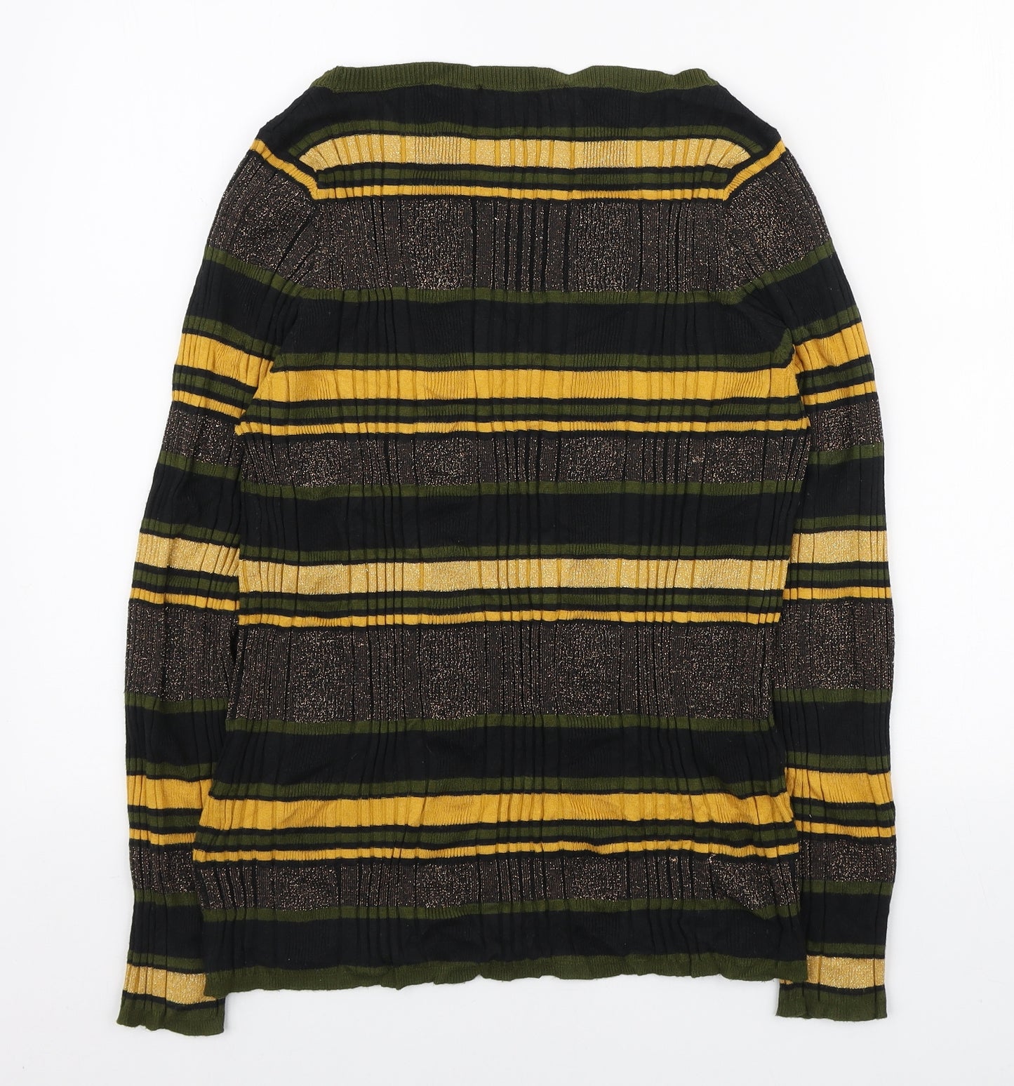 Marks and Spencer Womens Multicoloured Boat Neck Striped Viscose Pullover Jumper Size 18