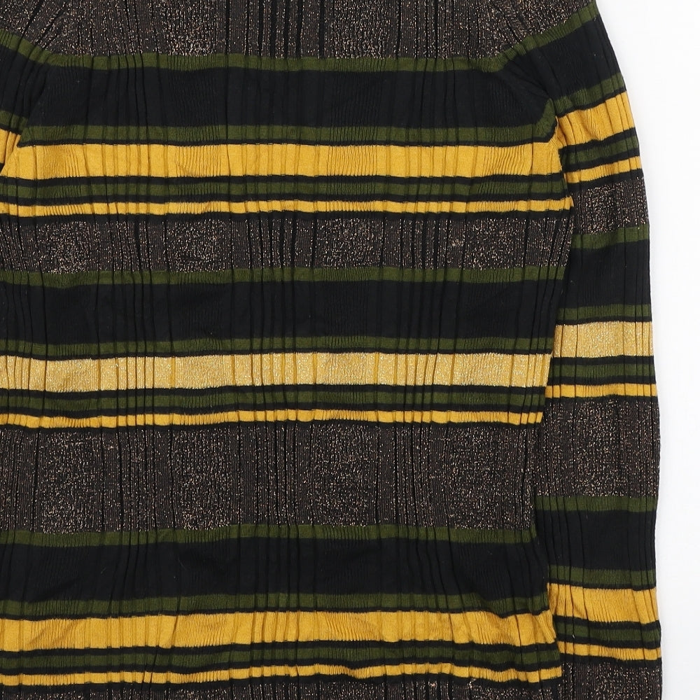 Marks and Spencer Womens Multicoloured Boat Neck Striped Viscose Pullover Jumper Size 18