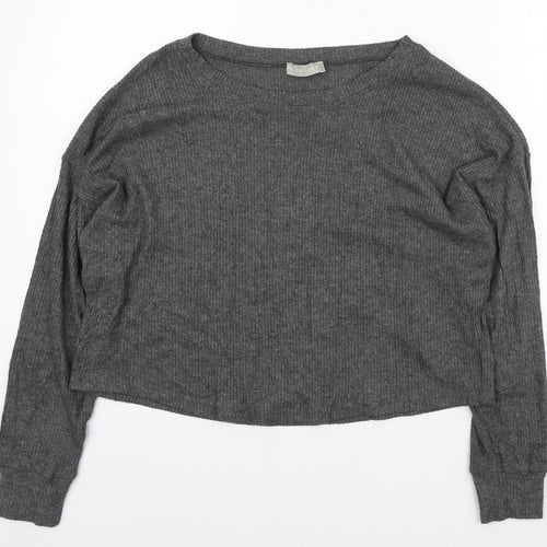 New Look Womens Grey Round Neck Polyester Pullover Jumper Size M