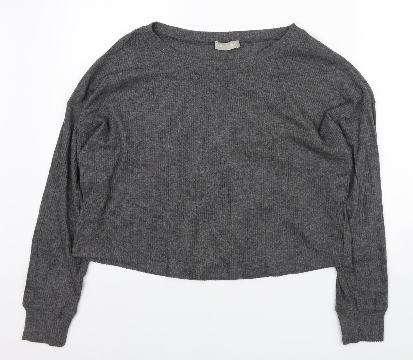 New Look Womens Grey Round Neck Polyester Pullover Jumper Size M