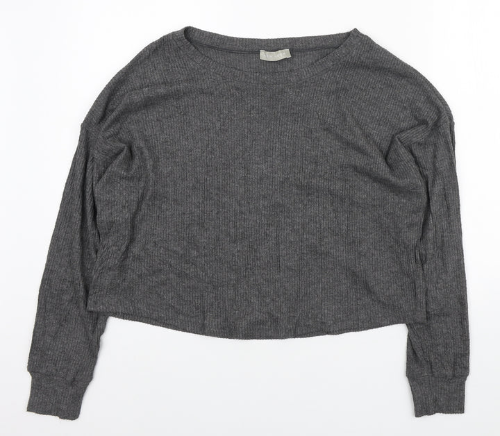 New Look Womens Grey Round Neck Polyester Pullover Jumper Size M
