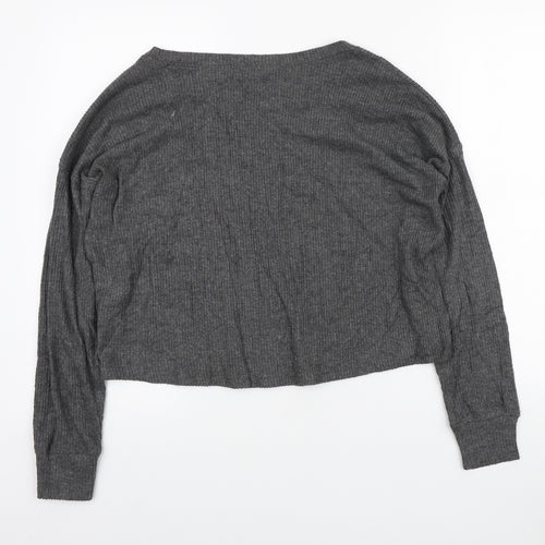 New Look Womens Grey Round Neck Polyester Pullover Jumper Size M