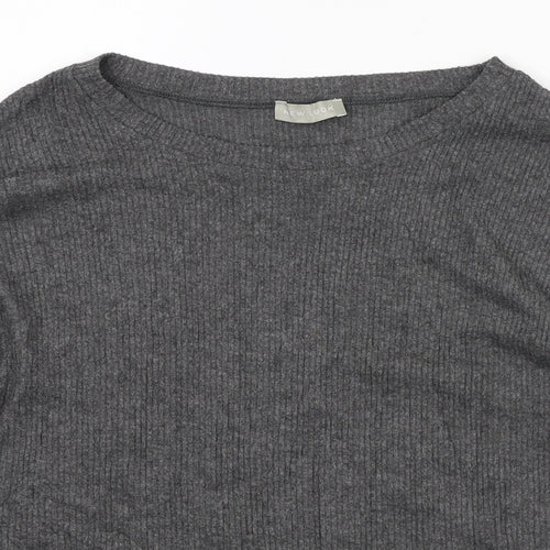 New Look Womens Grey Round Neck Polyester Pullover Jumper Size M