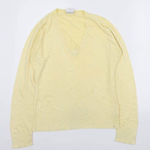 NEXT Womens Yellow V-Neck Acrylic Pullover Jumper Size 12
