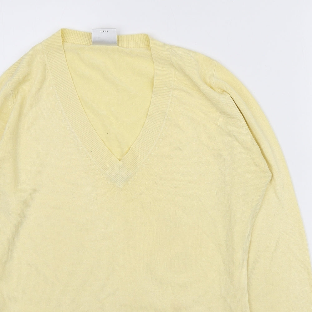 NEXT Womens Yellow V-Neck Acrylic Pullover Jumper Size 12