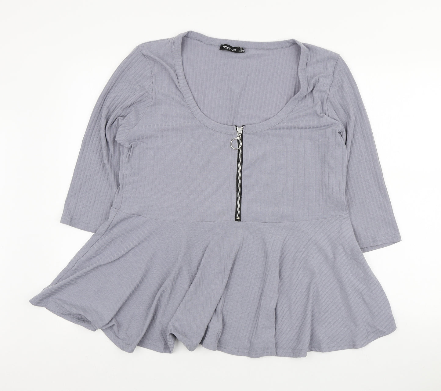 Boohoo Womens Grey Polyester Basic Blouse Size 20 Scoop Neck