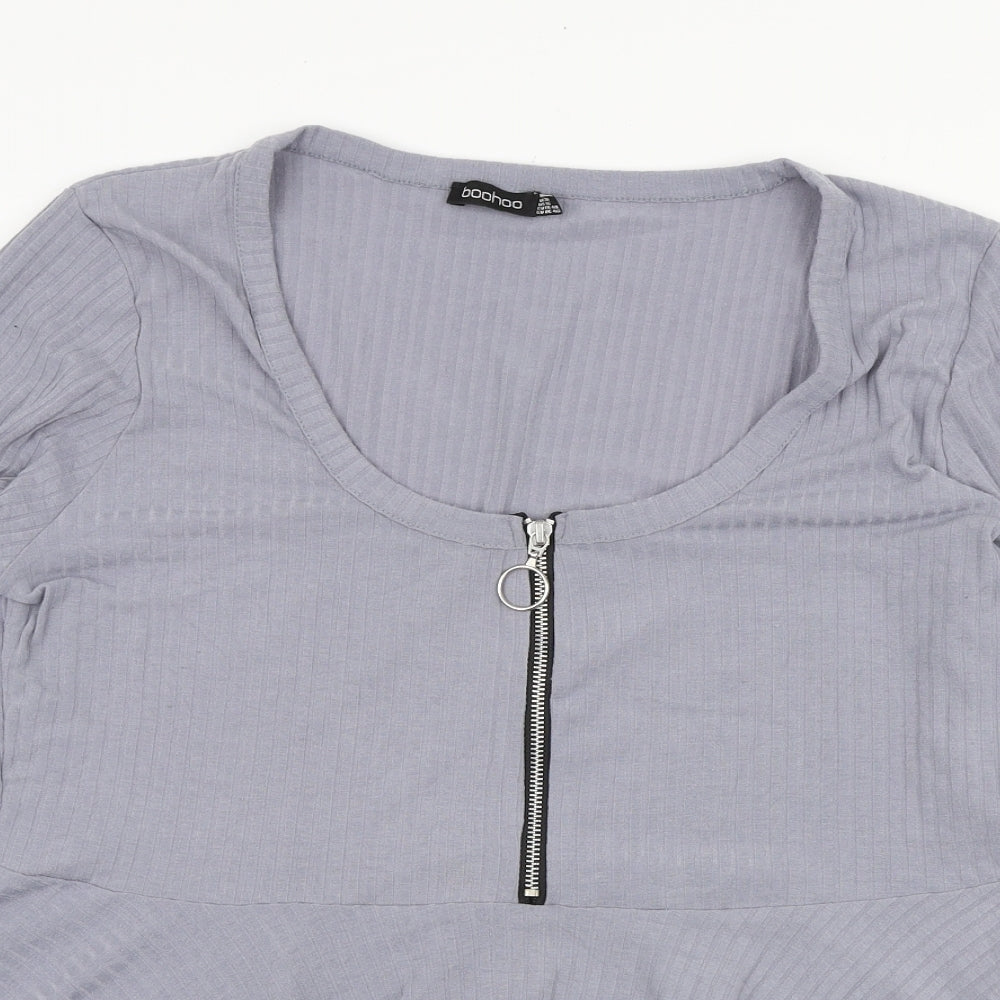 Boohoo Womens Grey Polyester Basic Blouse Size 20 Scoop Neck