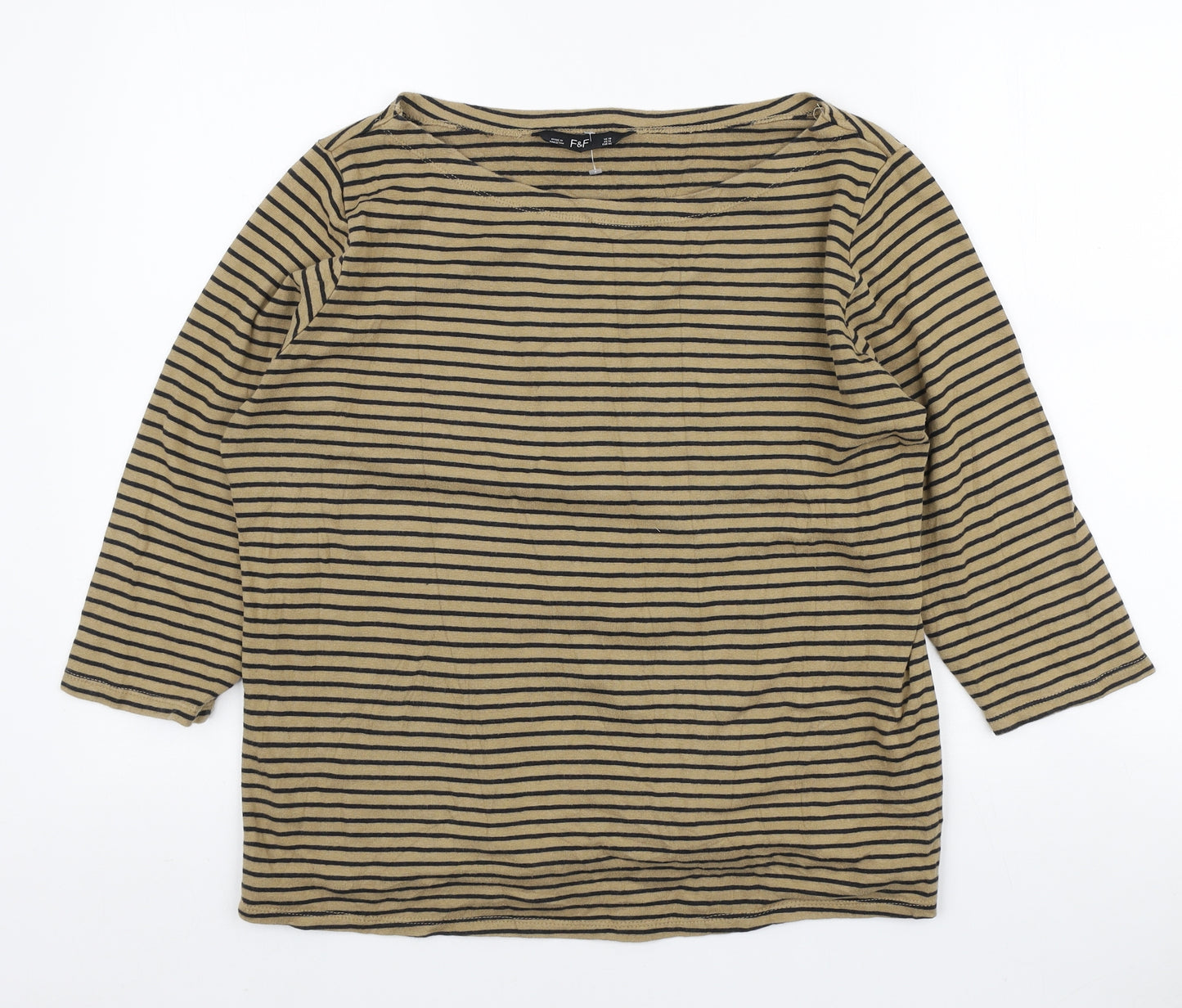 F&F Womens Brown Striped Polyester Pullover Sweatshirt Size 18 Pullover