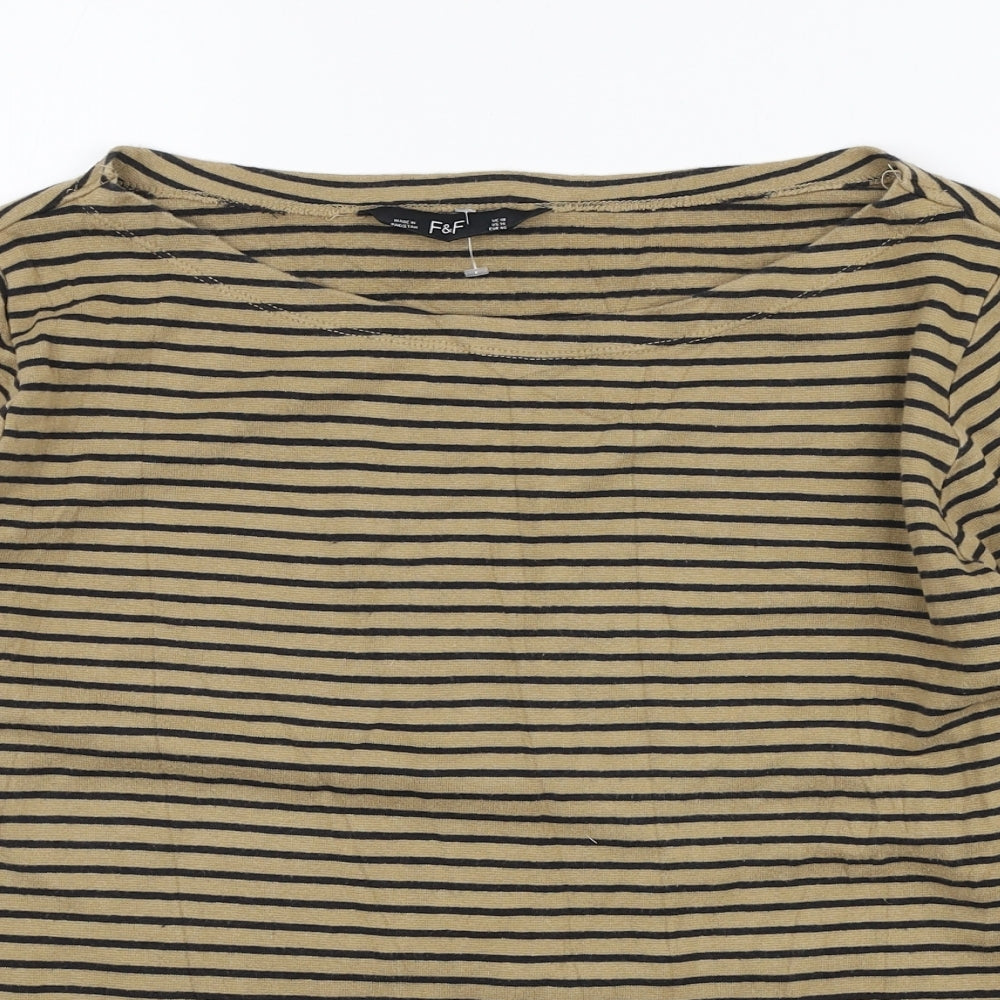 F&F Womens Brown Striped Polyester Pullover Sweatshirt Size 18 Pullover