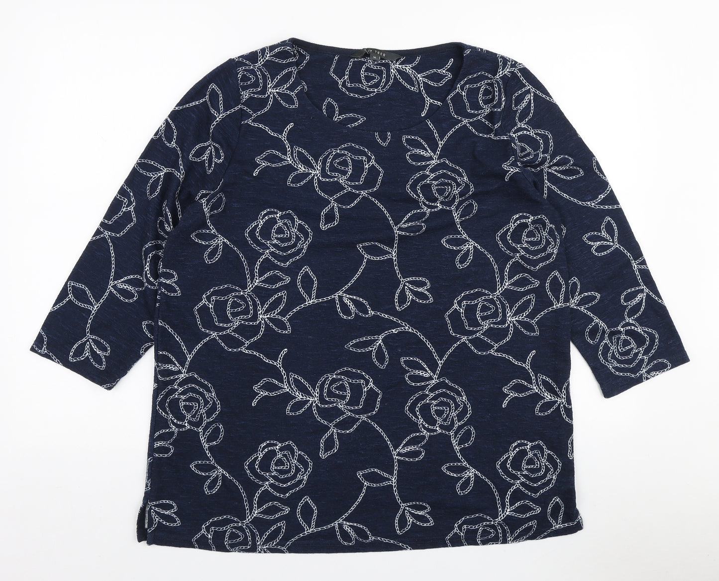Love Tees Womens Blue Floral Polyester Pullover Sweatshirt Size 16 Pullover
