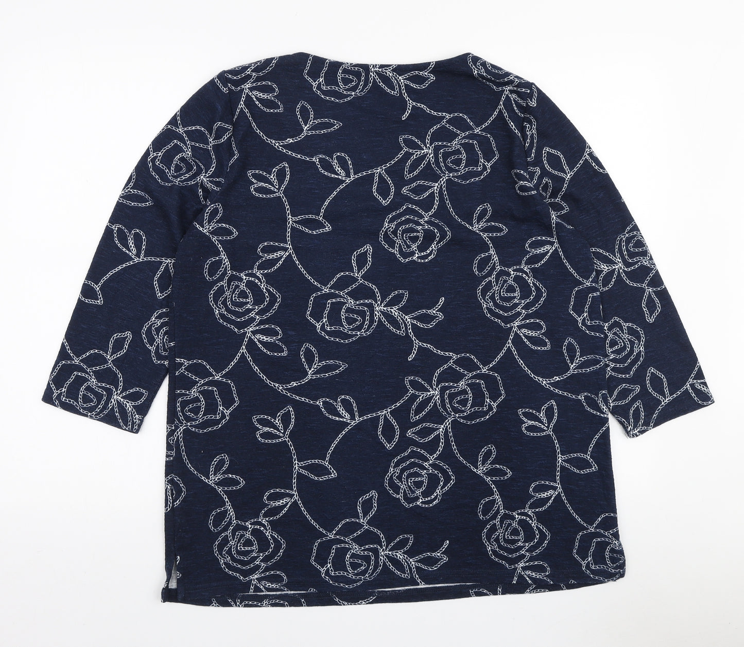 Love Tees Womens Blue Floral Polyester Pullover Sweatshirt Size 16 Pullover