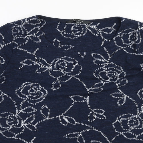 Love Tees Womens Blue Floral Polyester Pullover Sweatshirt Size 16 Pullover